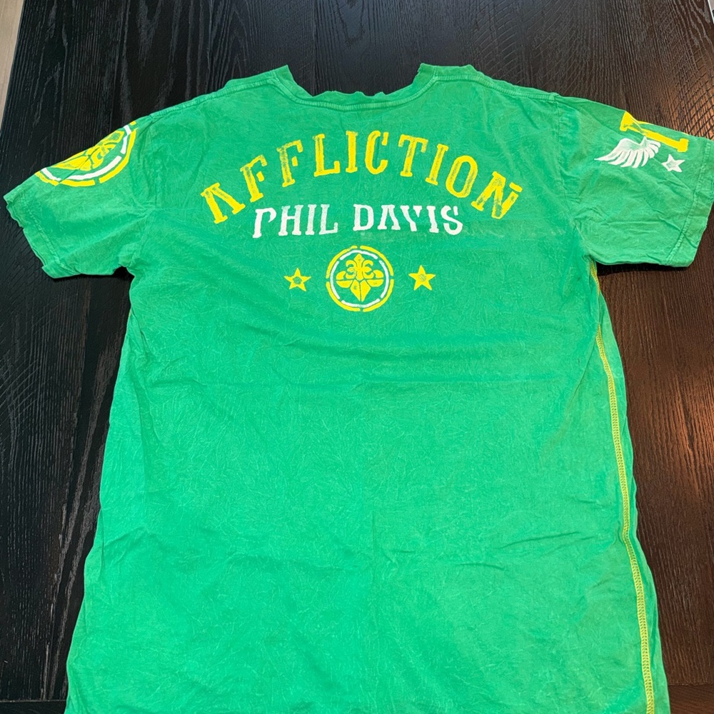 Affliction Vibrant Green Tee with Yellow Accents